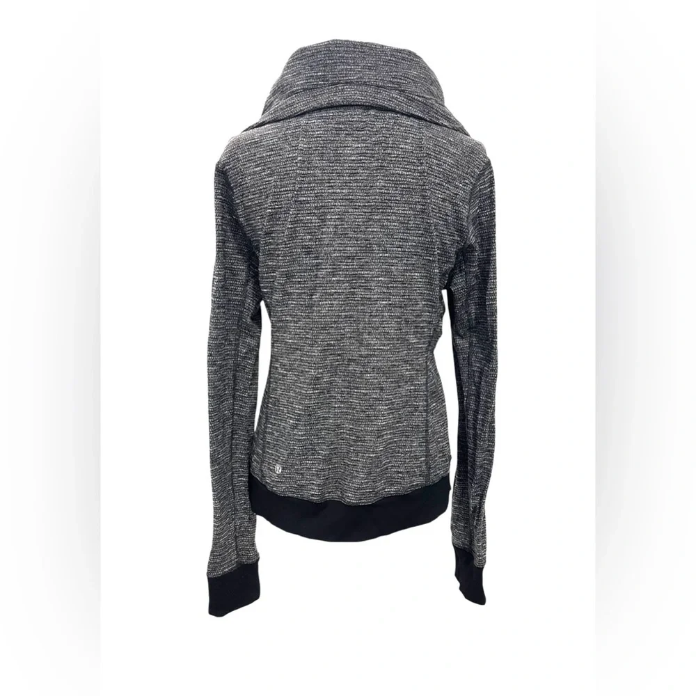 Lululemon Be Present Jacket in Coco Pique Black Heathered Full Zip Sweater Sz 12 - Picture 12 of 16